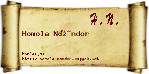 Homola Nándor névjegykártya